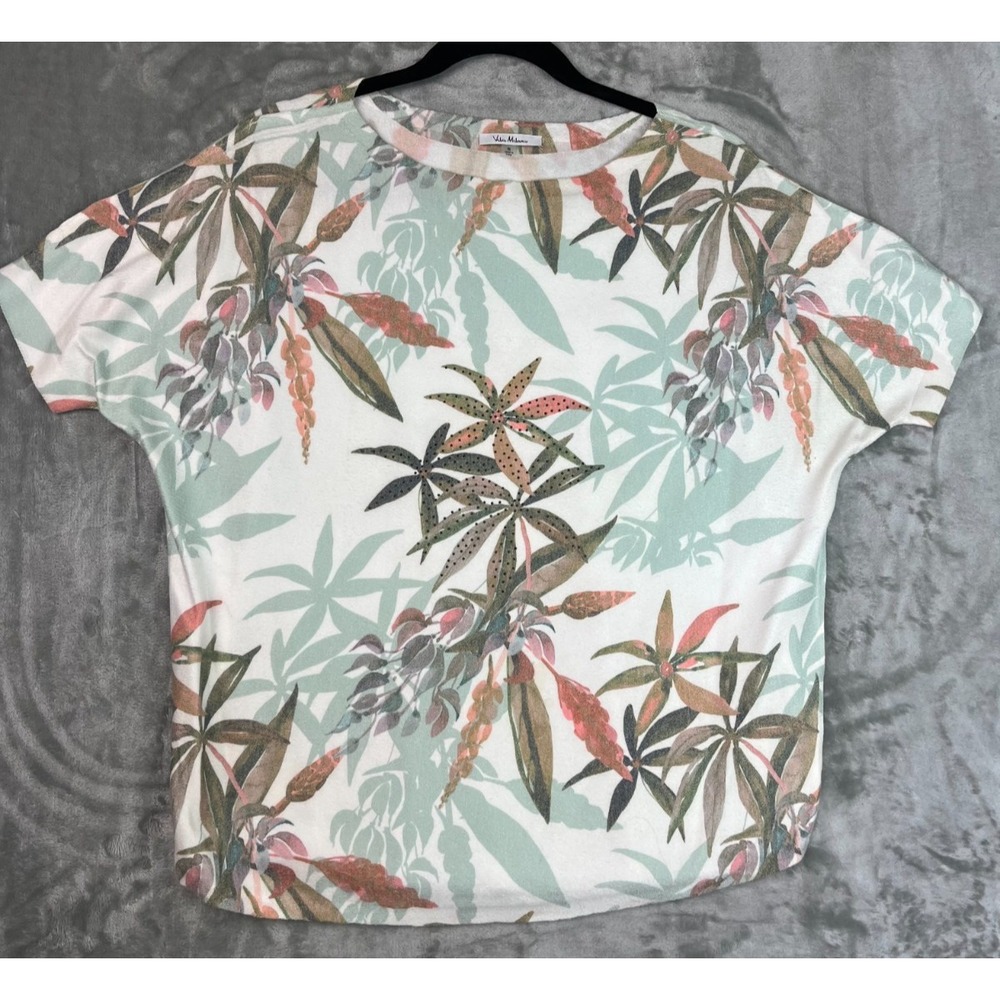 Vila Milano Women Top Small Tropical Nylon Blend Short‎ Sleeve Crystal Blouse